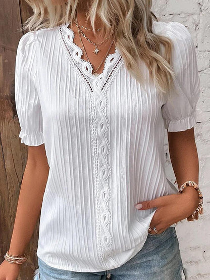 Stijlvolle Dames V-Hals T-Shirt van Zacht en Lichtgewicht Stof