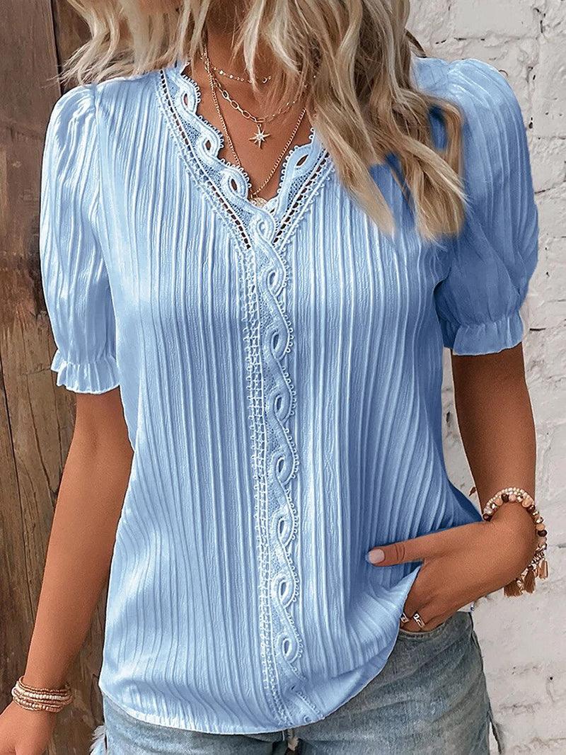 Stijlvolle Dames V-Hals T-Shirt van Zacht en Lichtgewicht Stof