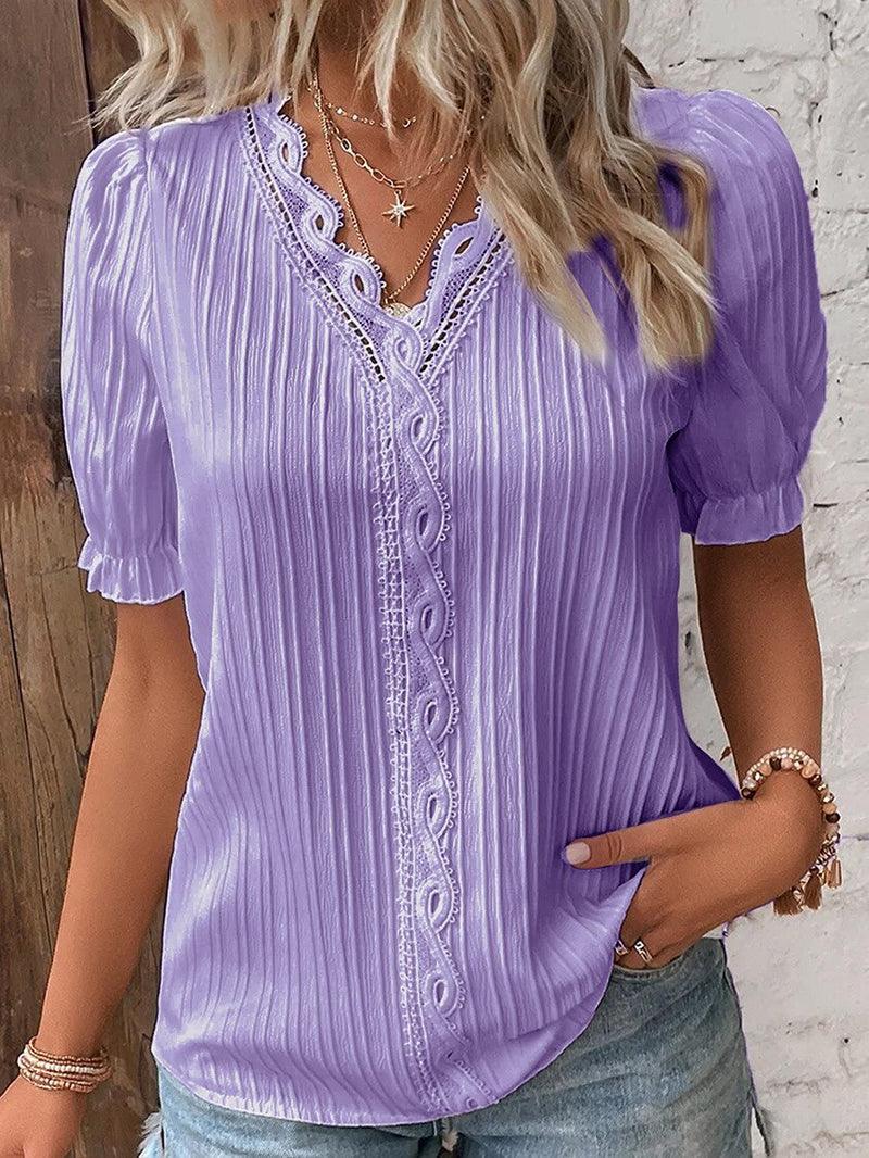 Stijlvolle Dames V-Hals T-Shirt van Zacht en Lichtgewicht Stof