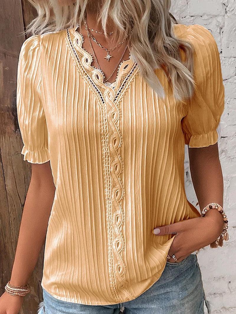 Stijlvolle Dames V-Hals T-Shirt van Zacht en Lichtgewicht Stof