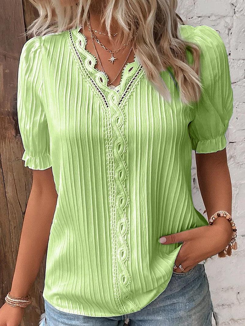Stijlvolle Dames V-Hals T-Shirt van Zacht en Lichtgewicht Stof