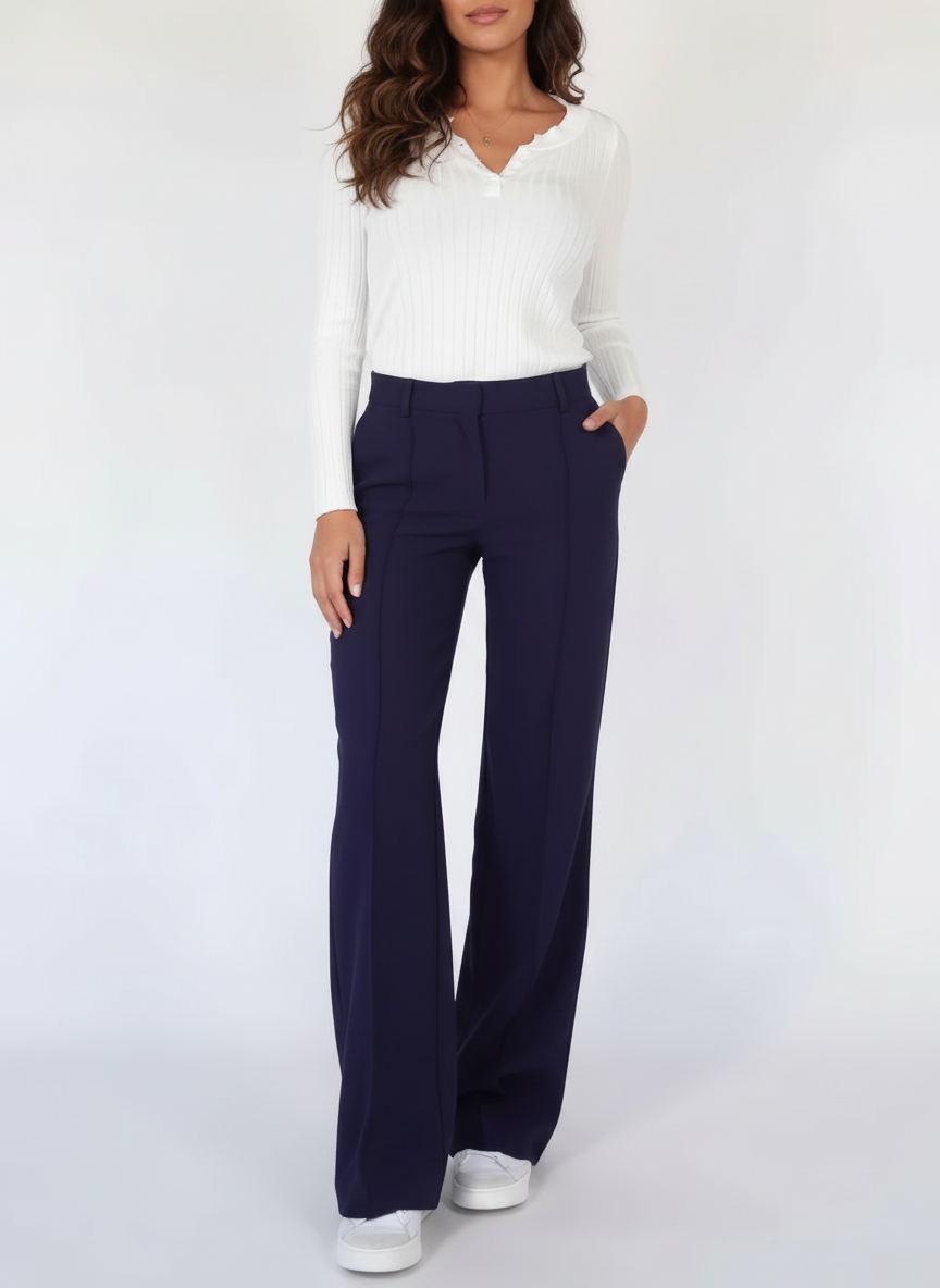Stijlvolle High-Waist Pantalon Met Rechte Pijpen