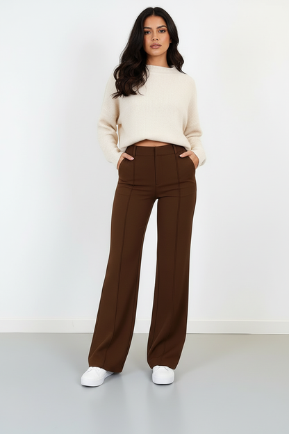 Stijlvolle High-Waist Pantalon Met Rechte Pijpen