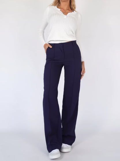 Stijlvolle High-Waist Pantalon Met Rechte Pijpen