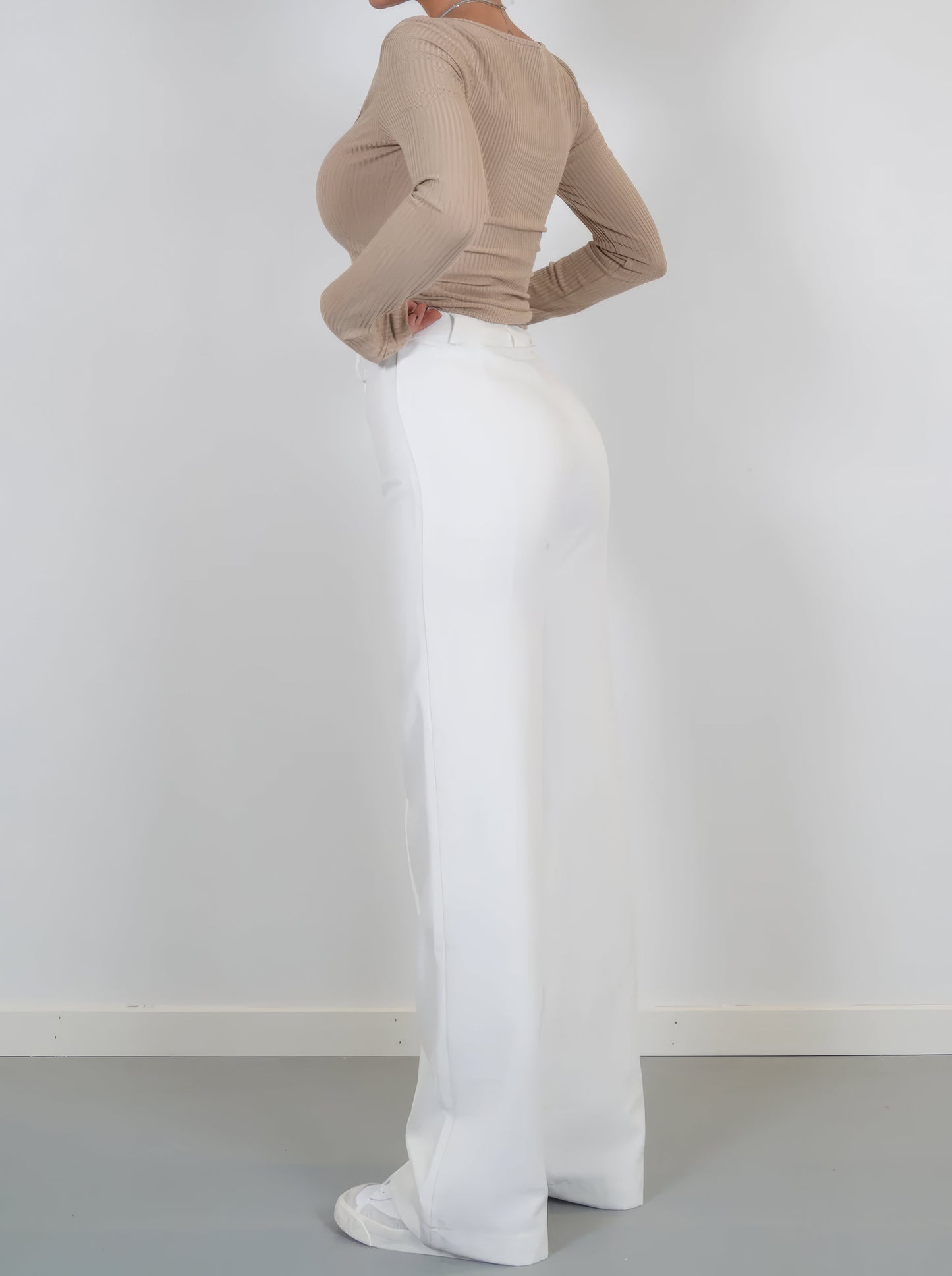 Stijlvolle High-Waist Pantalon Met Rechte Pijpen
