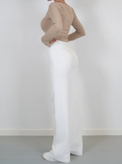 Stijlvolle High-Waist Pantalon Met Rechte Pijpen