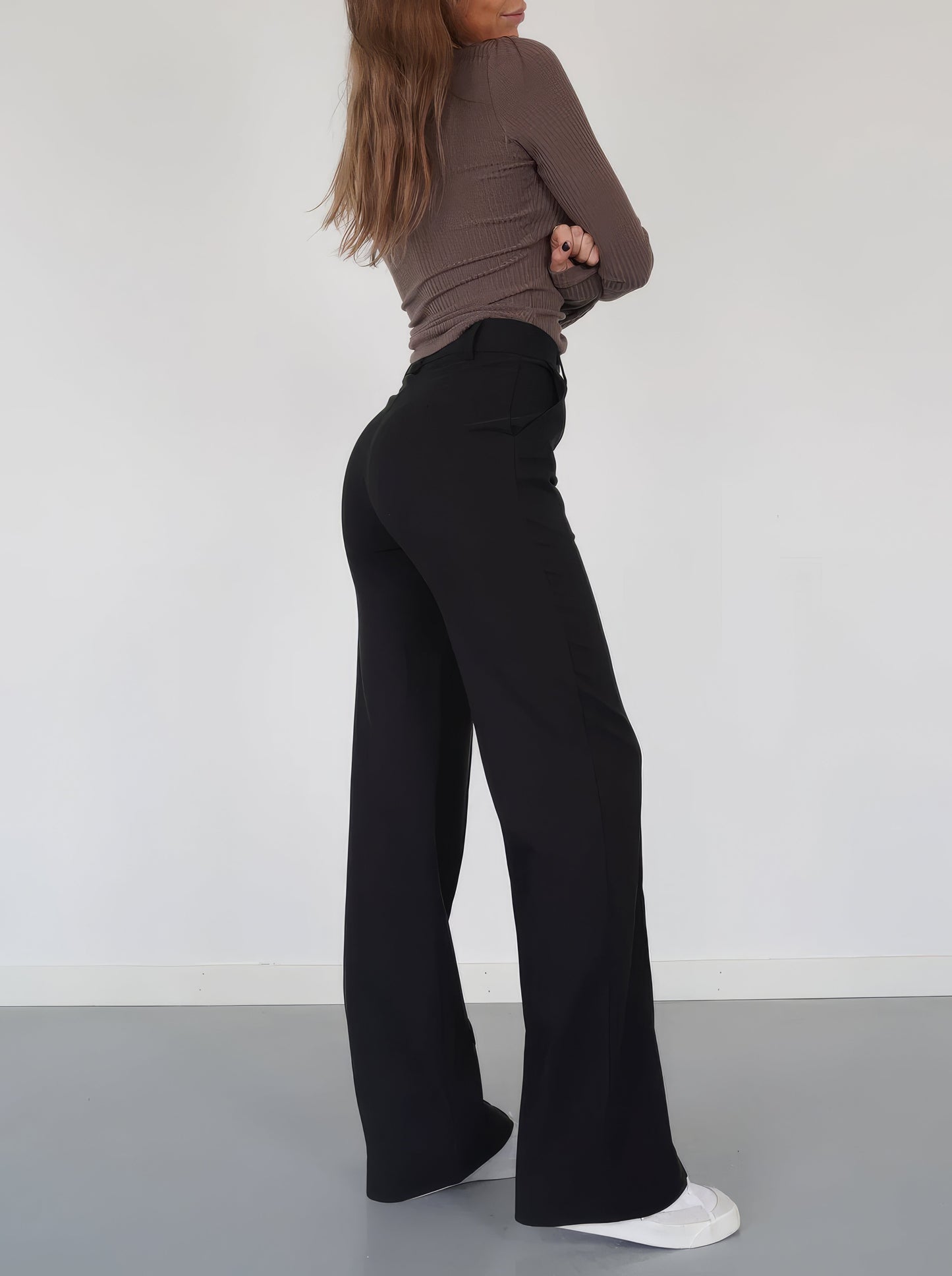 Stijlvolle High-Waist Pantalon Met Rechte Pijpen