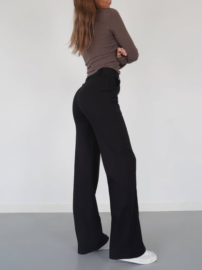 Stijlvolle High-Waist Pantalon Met Rechte Pijpen