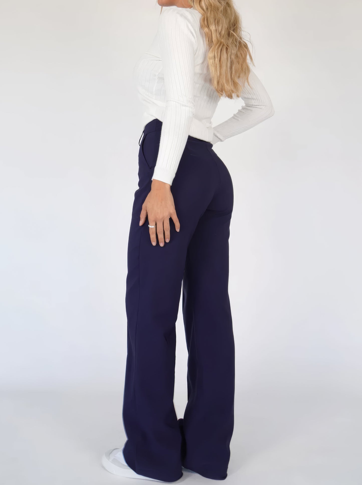 Stijlvolle High-Waist Pantalon Met Rechte Pijpen