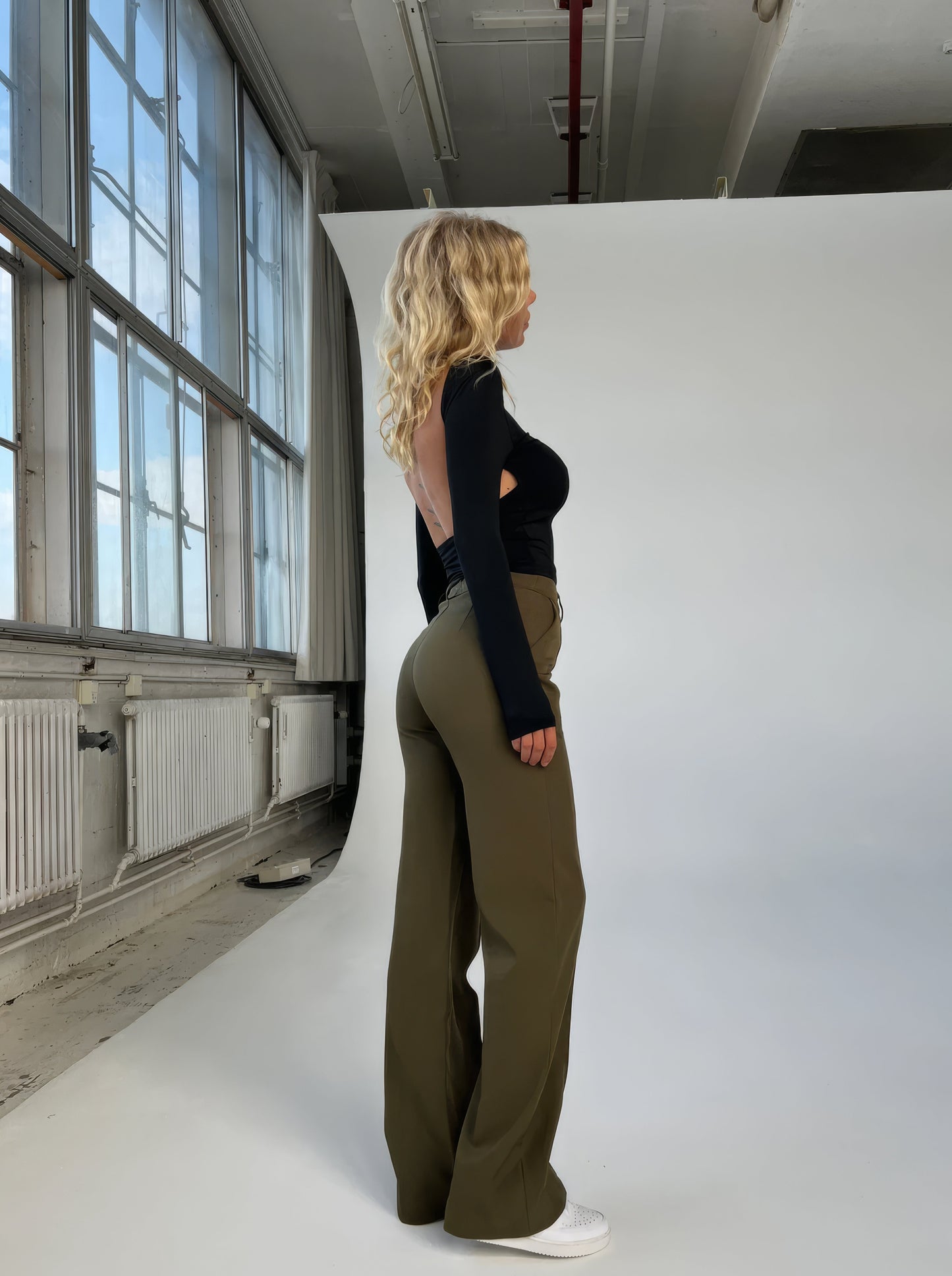 Stijlvolle High-Waist Pantalon Met Rechte Pijpen