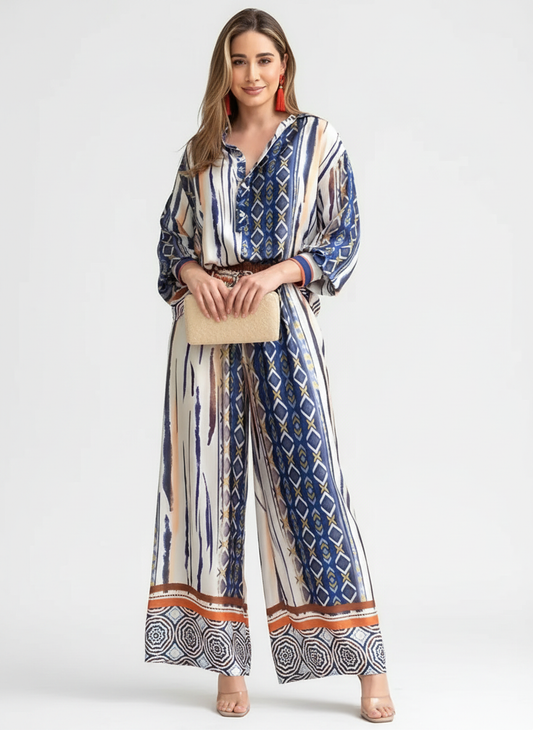 Stijlvolle dames set met print en ceintuur – Vero