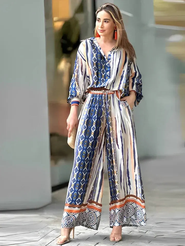 Stijlvolle dames set met print en ceintuur – Vero