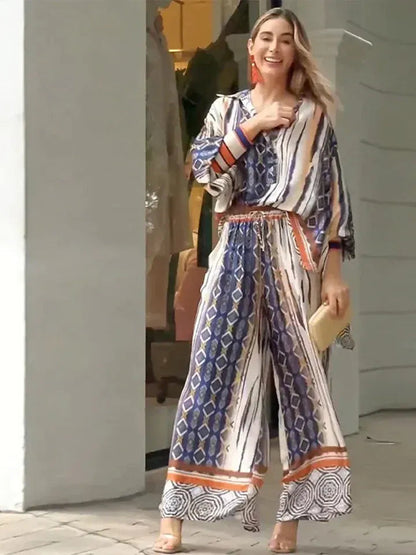 Stijlvolle dames set met print en ceintuur – Vero