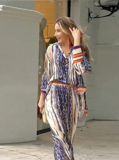 Stijlvolle dames set met print en ceintuur – Vero