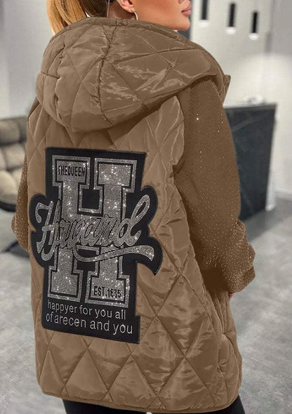Stijlvolle damesjas met capuchon en doorgestikt design