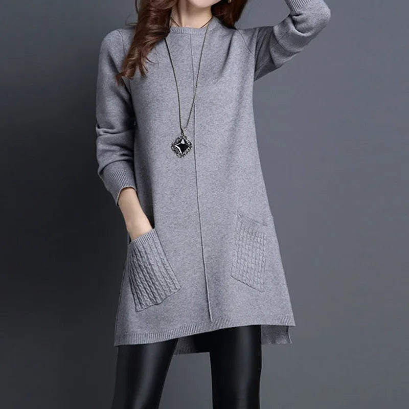 Stijlvolle gebreide sweaterjurk dames – Aurelia