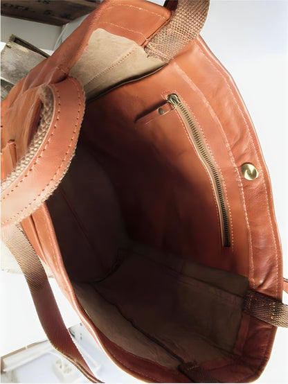 Stijlvolle leren shopper tas met schouderhengsels