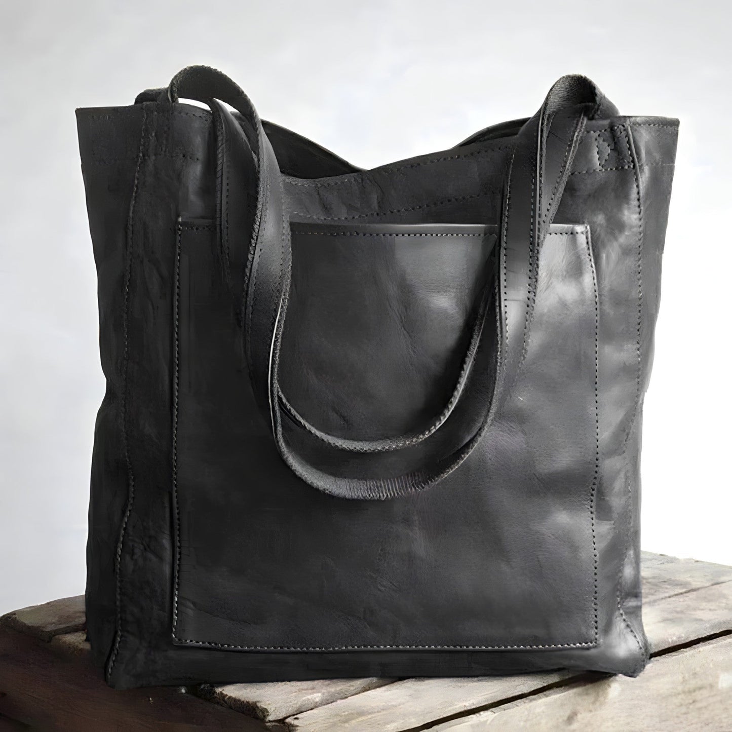 Stijlvolle leren shopper tas met schouderhengsels