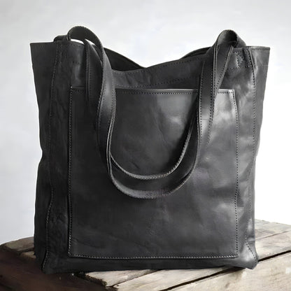 Stijlvolle leren shopper tas met schouderhengsels
