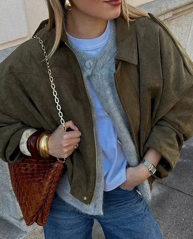 Stijlvolle suède oversized jas – Fabiane