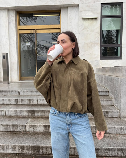 Stijlvolle suède oversized jas – Fabiane