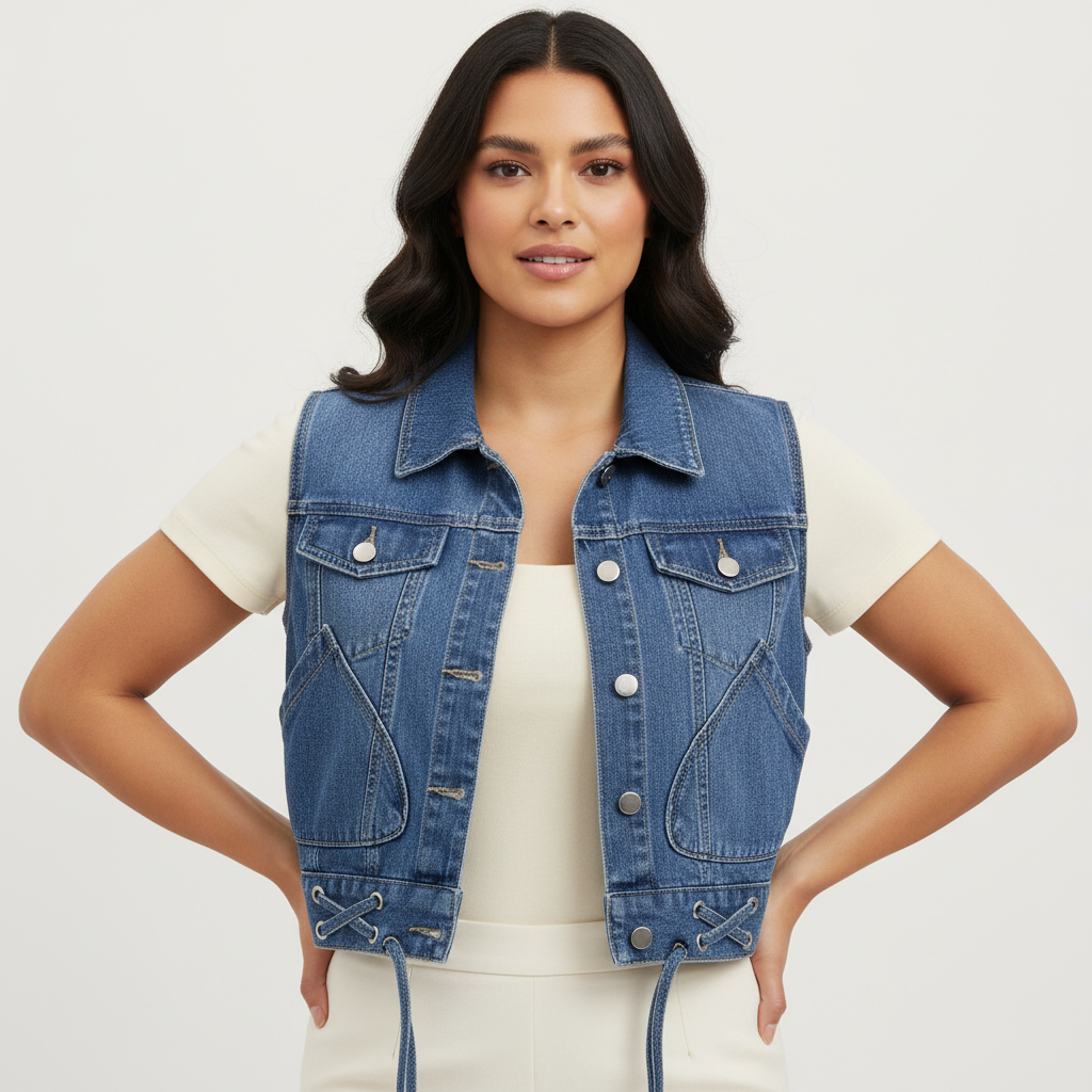 Stoer mouwloos denim dames vest – Katy