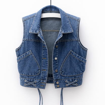 Stoer mouwloos denim dames vest – Katy