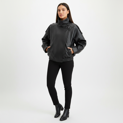 Stoere leren damesjas – Rebel
