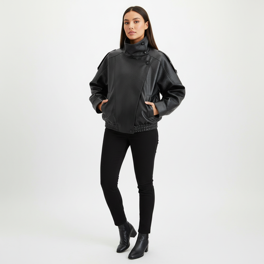 Stoere leren damesjas – Rebel