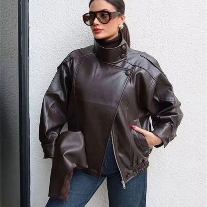 Stoere leren damesjas – Rebel