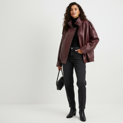 Stoere leren damesjas – Rebel