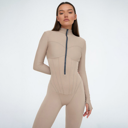 Strakke sport jumpsuit met ritssluiting