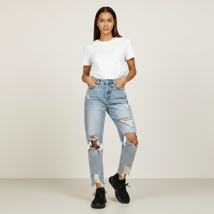 Stretch ademende dames sneakers met chunky zool