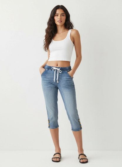 Stretch denim capri jeans dames – Isla