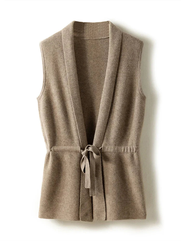 Temperament 100% Merinowol V-hals Vest voor Dames