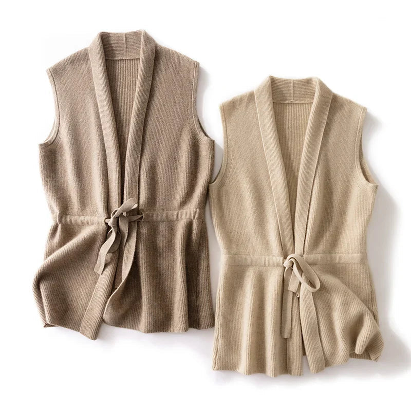 Temperament 100% Merinowol V-hals Vest voor Dames