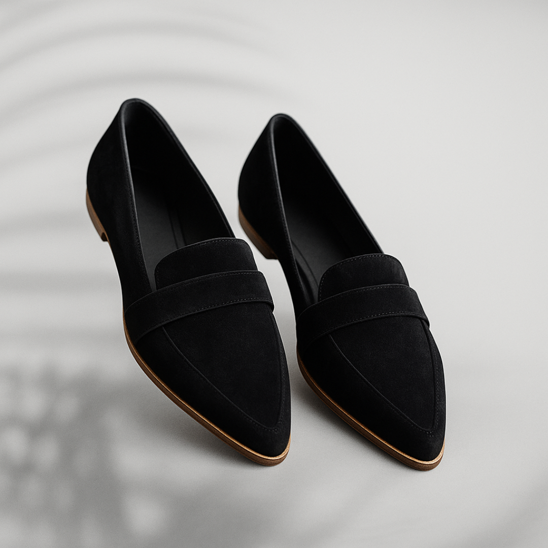 Tijdloze suède dames loafers met puntige neus