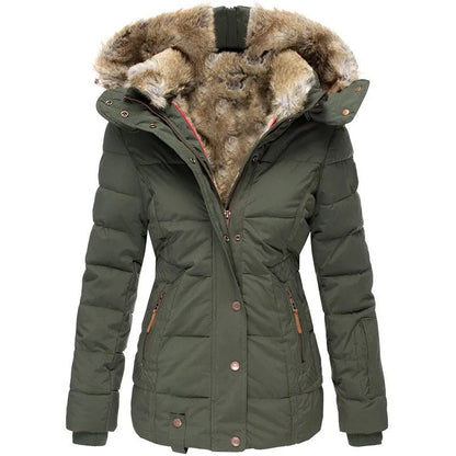 Aurelie lange parka dames met bontkraag en capuchon