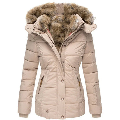 Aurelie lange parka dames met bontkraag en capuchon