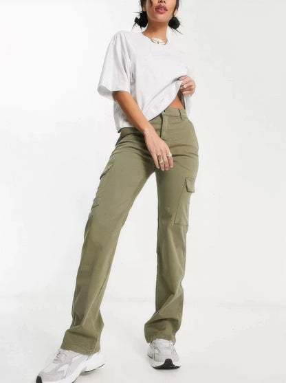 Trendy Cargo Jeans met Verstelbare Pasvorm en Functionele Zakken