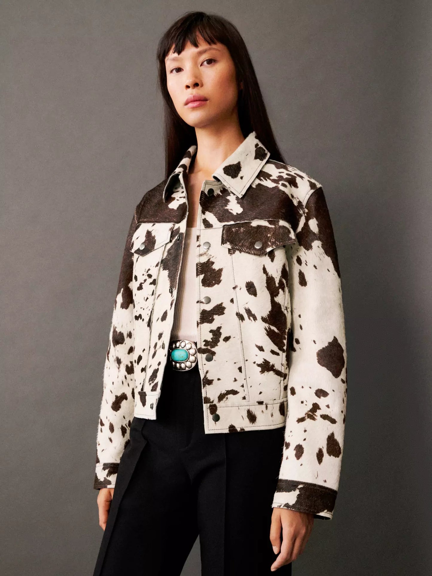 Trendy dames jasje met koeienprint