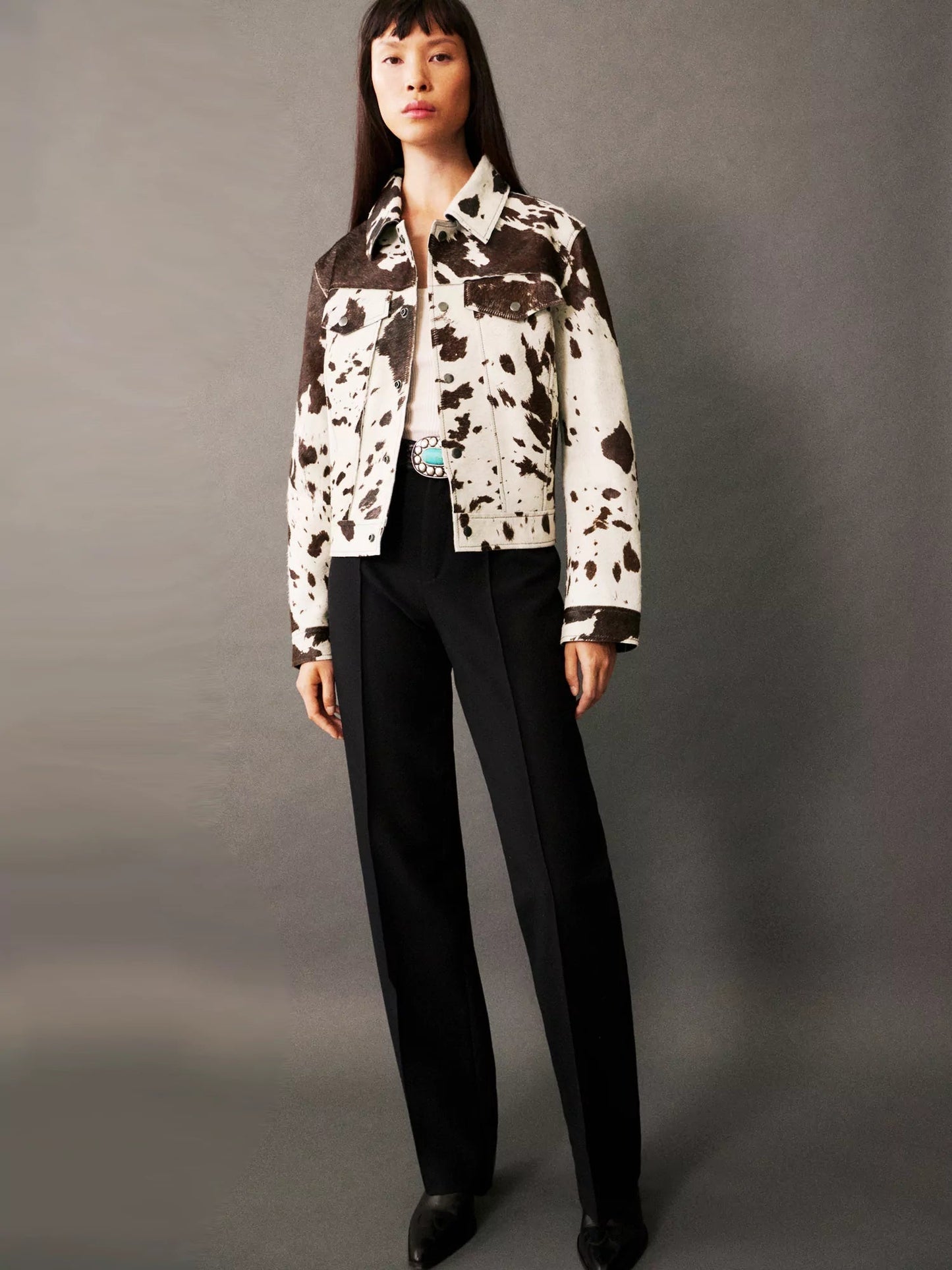 Trendy dames jasje met koeienprint
