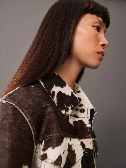 Trendy dames jasje met koeienprint