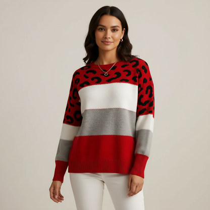 Trendy dames pullover met luipaardprint