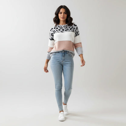 Trendy dames pullover met luipaardprint