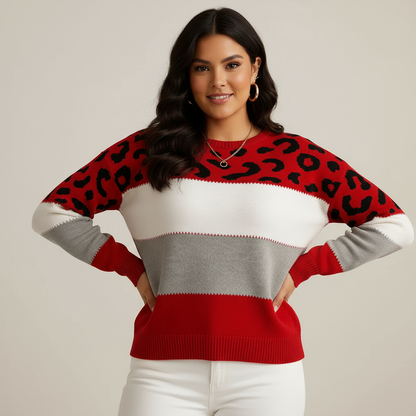 Trendy dames pullover met luipaardprint