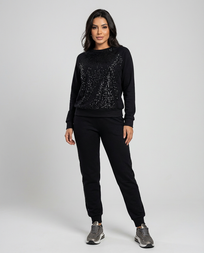 Trendy damespak met subtiele glansdetails