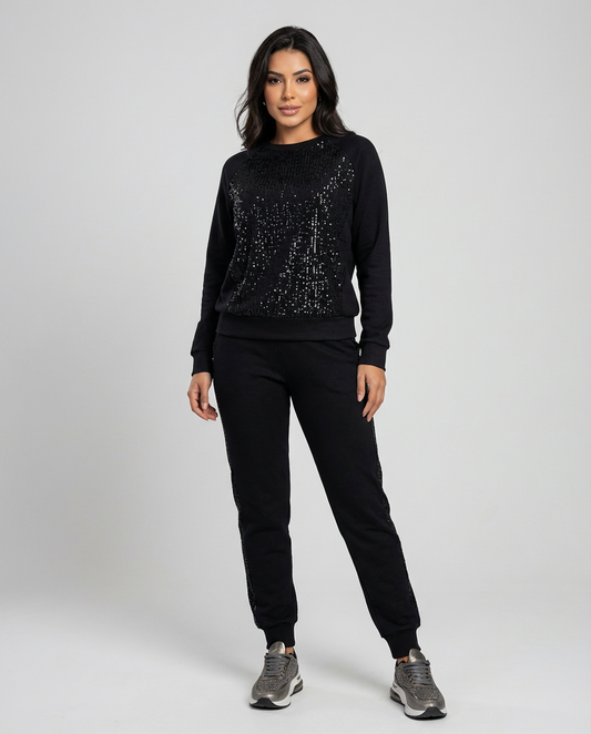 Trendy damespak met subtiele glansdetails