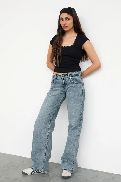 Trendy straight-leg dames jeans met lage taille – Roja
