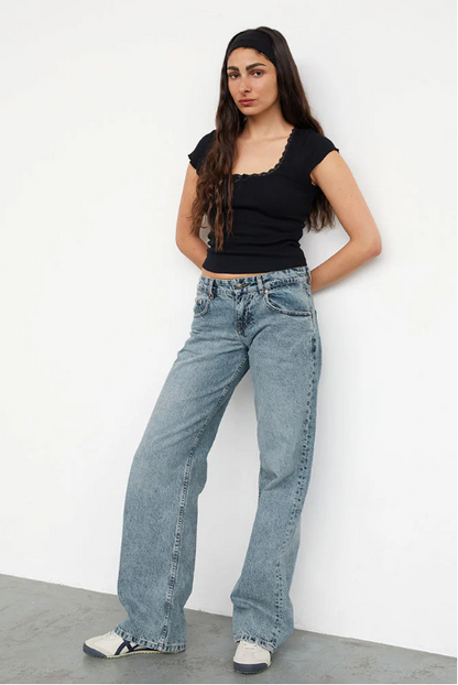 Trendy straight-leg dames jeans met lage taille – Roja